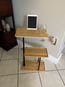New Bamboo Side Table , Top Tray Adjustable Height , swivel 360 ^ ( tablet not included )