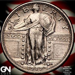Grade Orginal YS 1917-S TYPE 1 Standing Liberty Silver Quarter .