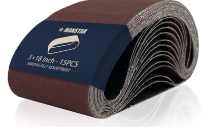 15 Pcs 3 X 18 Inch Assorted Aluminum Oxide Sanding Belt,80/120/150/240/400 Grit