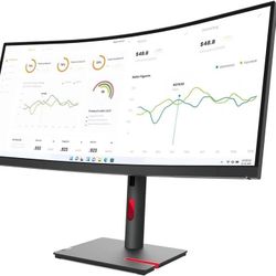 Brand NEW Lenovo ThinkVision T34w-30 Curved 34" WQHD Monitor - USB-C Hub Gig Ethernet