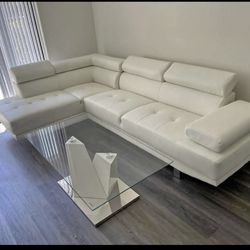 WHITE modern sectional - adjustable headrests 🤍🤍