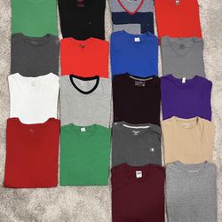 Lot of 18 Men’s Size Extra Large (XL) Crew and V-Neck T-Shirts Various Colors & Brands. In Great Condition! 