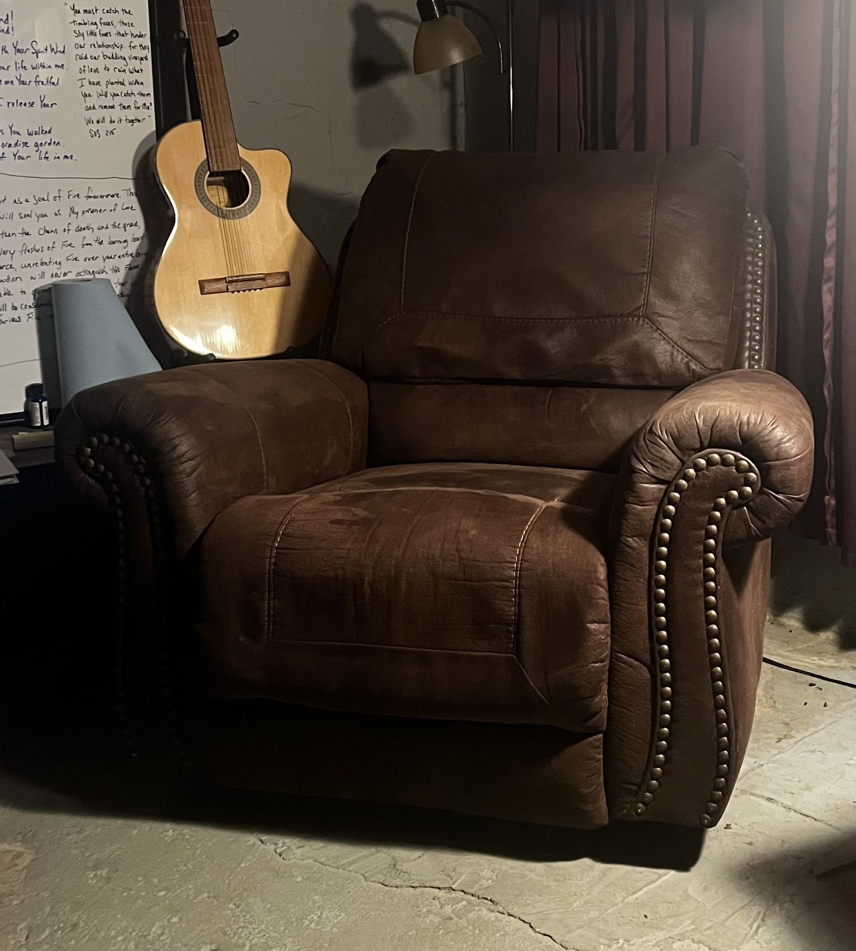Faux Leather Sofa And Recliner