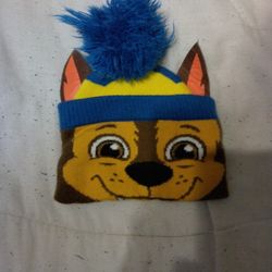 Children's Winter Hat Featuring The Character Chase From Paw Patrol.