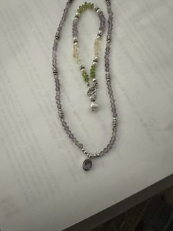Gemstone & Pearl Necklace & Bracelet