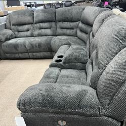 AP🎉 Gray Power Reclining Sectional Couch/Financing & Delivery 