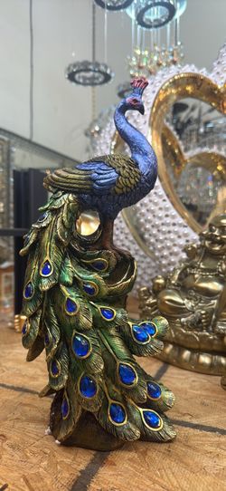 Decoration peacock figurine 14h