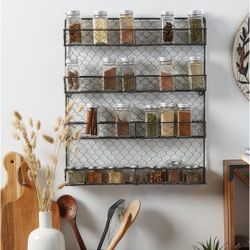  Farmhouse Metal Pantry Spice Rack 4 Tier 