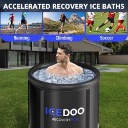Upgrade XL Ice Bath Tub for Athletes, 119 Gallons Hot & Cold Plunge Tub with Cover for Recovery, Cold Water Therapy, Multiple Layered Portable Hot Tub