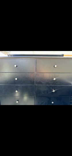 Black dresser with big mirror