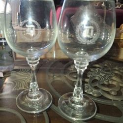 Pair of Towle “D” Monogram Full Lead Crystal Wine Water Goblets Glasses Made in Austria A38V982
