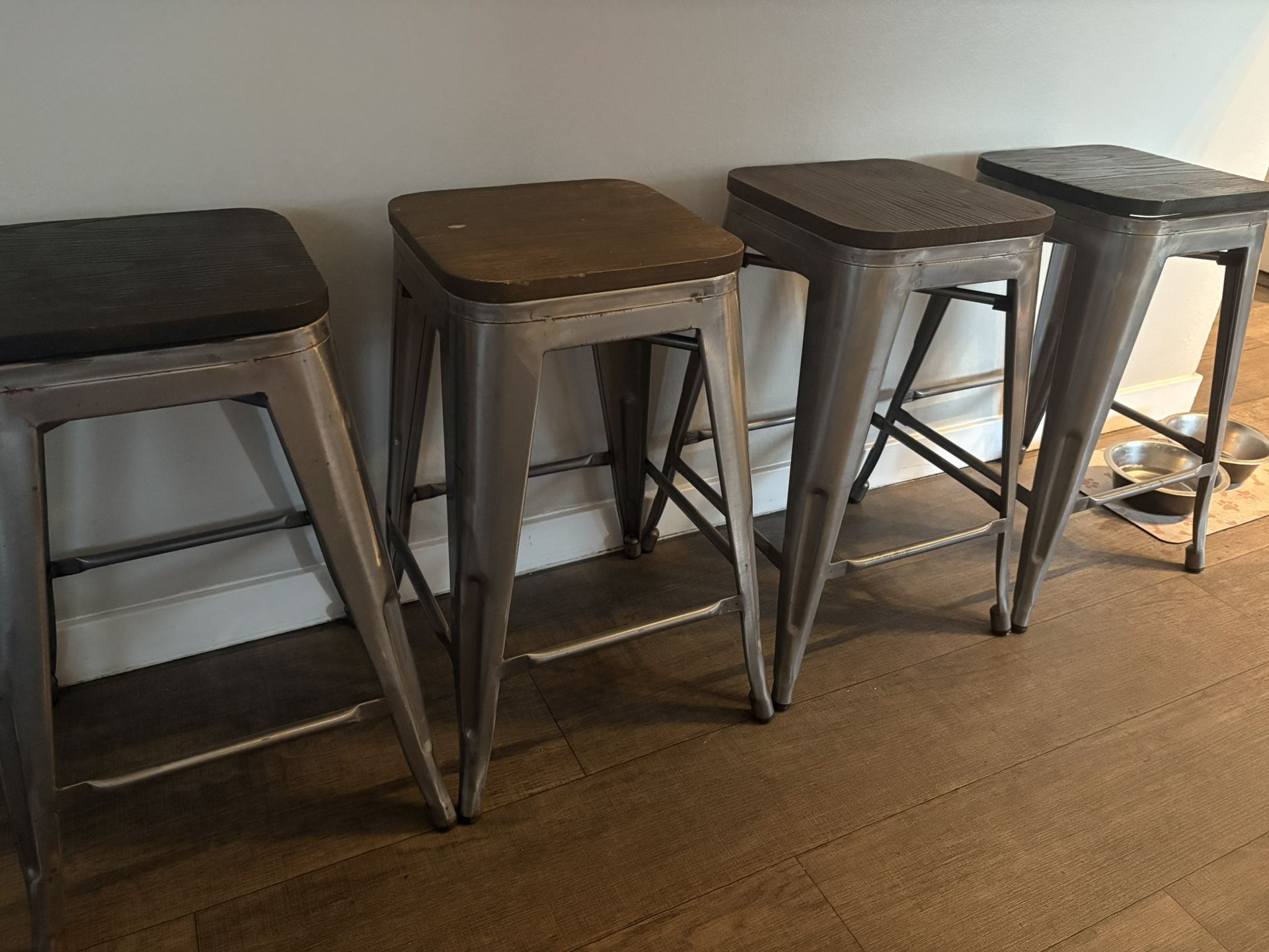 Rustic Metal Bar Stools - Set Of 4