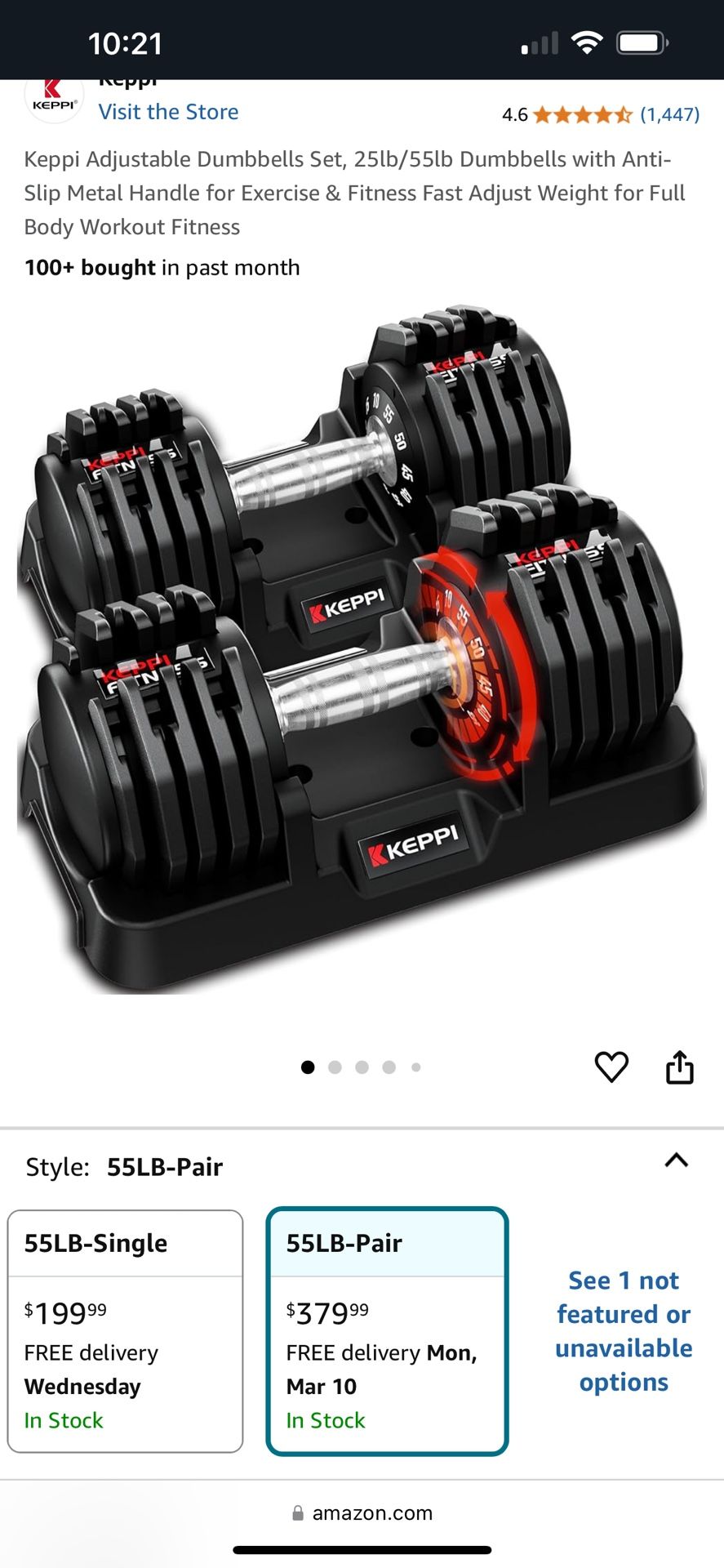 Brand New keppi Adjustable Dumbbell Set