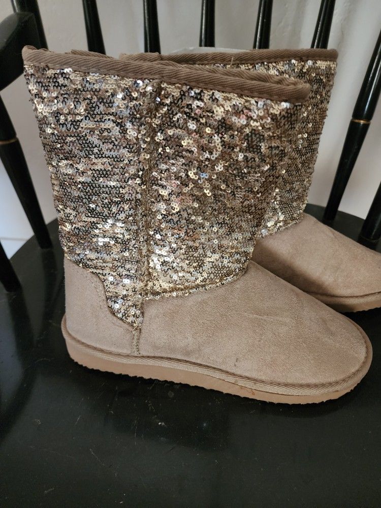 Tan Sequin Boot New