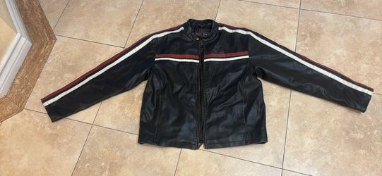 Brave Soul London Moto Jacket Men’s Large Black Racing Stripe”