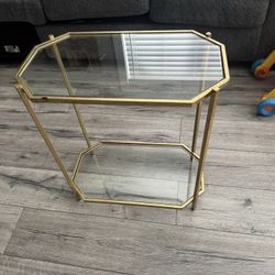 Small Glass Metal Accent Table Dimensions 12.5 X 22 X 24 Tall Inchs.