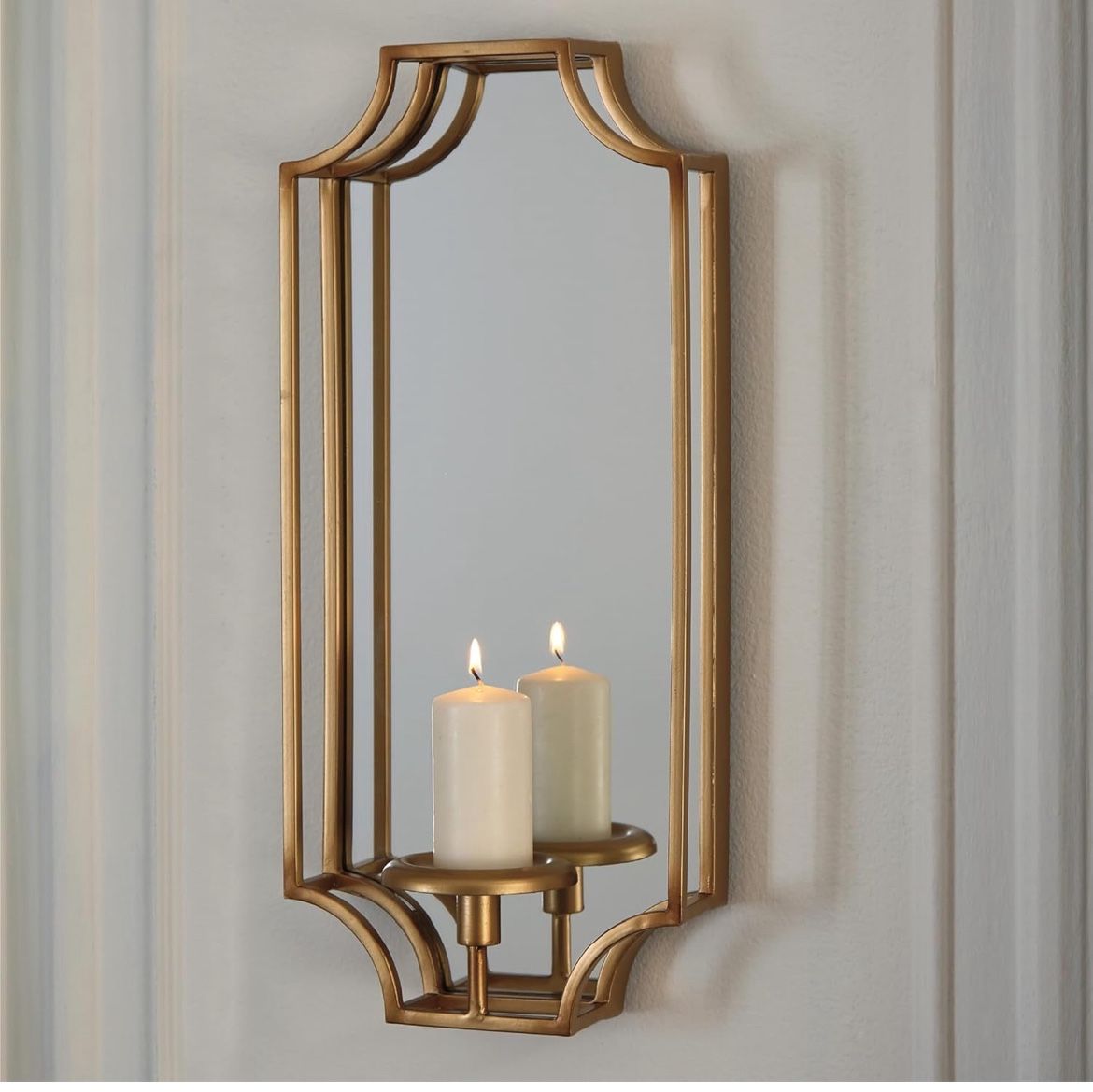 Wall Mirrored Scones With Candle Holder