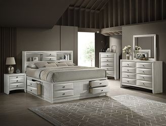Bedroom Set 4 Pc Queen Size White Finish, New Especial Price 