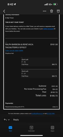 2 Tix RENE VACA - West Palm 