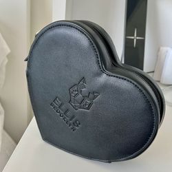 Ellis Brooklyn Black Heart Bag with Chain Strap - Vegan Leather