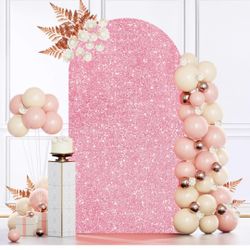 MODFUNS 7.2ft Arch Cover, Rose Gold Sequin Arch Cover, Wedding Arch Cover, Spandex Arch Cover, Glitter Arch Cover, Backdrop Fabric