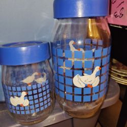 Vintage Carlton Glass Duck Goose Canisters