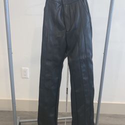 BLACK VEGAN LEATHER PANTS (XS)