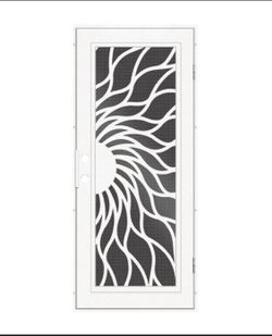New Open Box Unique Home Designs 32in. x 80in. Sunfire White Right-Hand Security Door