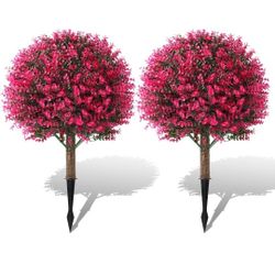 Faux Rose Boxwood Balls for Outdoor Planters Topiary Set of 2.