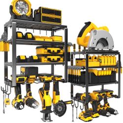 New Power Tool Organizer Wall Mount, Heavy-Duty 420LB Capacity, 4 Tier 8 Slot Drill Holder Rack with 15 Min Quick Assembly, Ideal for Garage, Workshop