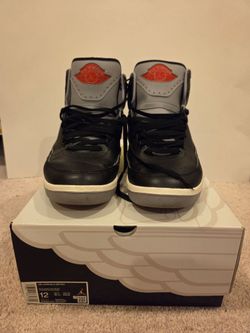 Air Jordan 2 Retro, Blk/Cement Grey-Fire Red, Size 12