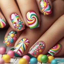 Brand New 24pcs Sweet Candy-Inspired Press-On Nails