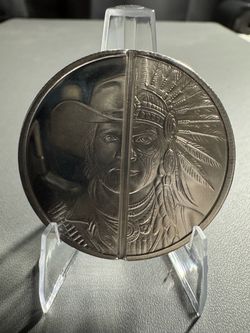 1 oz .999 Silver Breakable Round – Two 1/2 oz Pieces Cowboy Native American