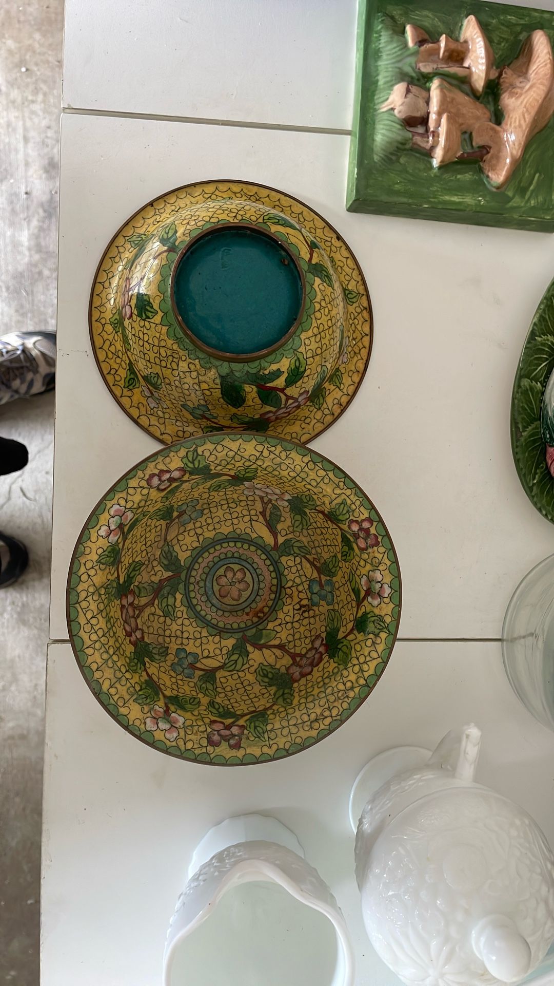 Chinese Cloisonné Bowls And Container 