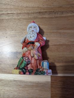 (S12) Vintage Ceramic Santa Claus Figurine with Teddy Bear9