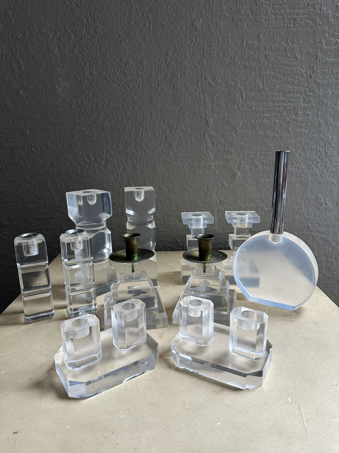 Lot Of Lucite Candleholders
