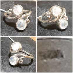 .925 Sterling Silver Moonstone Dinner Ring. 