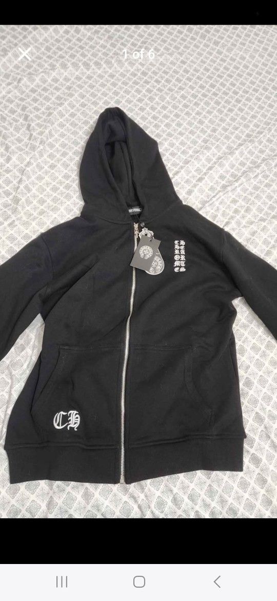 Chrome Hearts Hoodie Vertical Logo Zip Up
