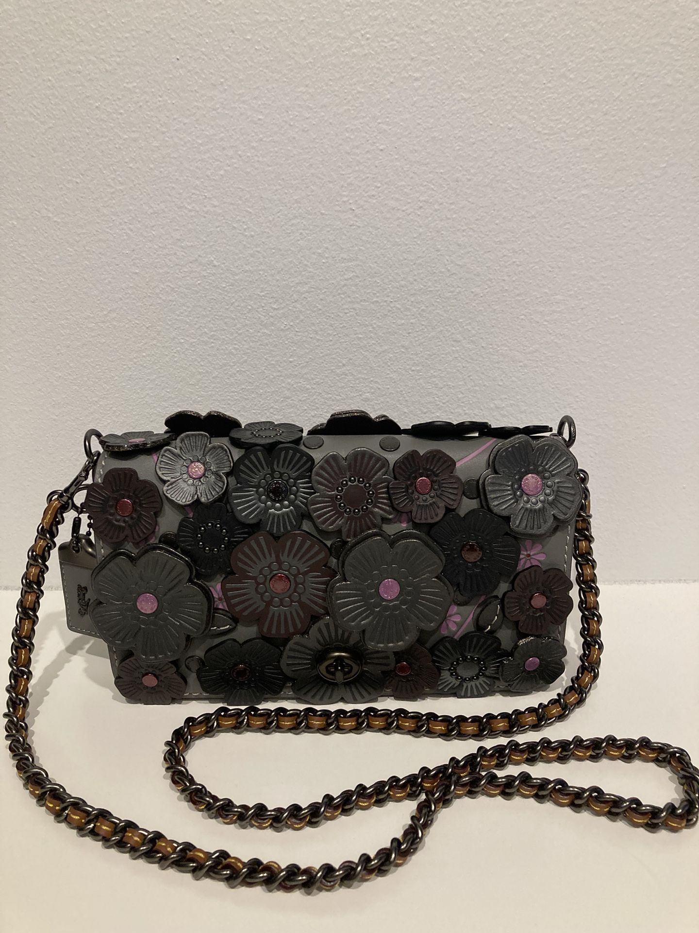 Coach Tea Rose Appl Dinky Heather Grey Color
