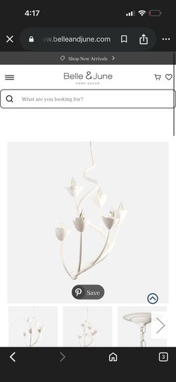 Rosemary Curved Floral Chandelier White Gesso Iron