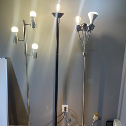 3 Tall Modern Floor Lamps + Bedside Table Lamp 