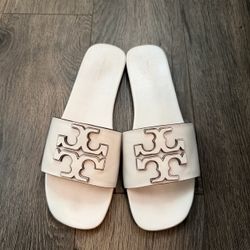 TORY BURCH WHITE SLIDES