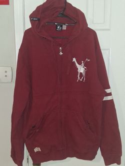 Vintage Red Full-Zip Graphic Hoodie
