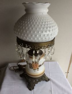 Hobnob milk glass lamp vintage