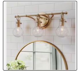 LNC Modern 20" 3-Light Brass Gold Bath Vanity Light with Globe Clear Glass Shade