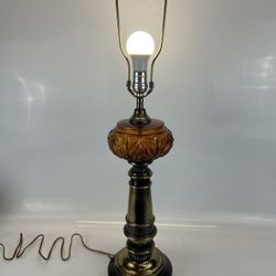 Vintage MCM Orange Amber glass Lamp