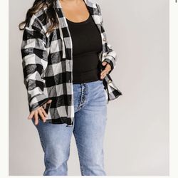 Black & White Plaid Button Up 