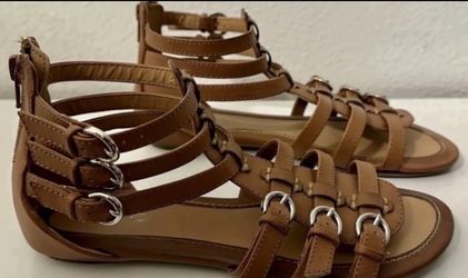 Women’s Aldo Gladiator Sandals Brown Strappy T Strap Size 6