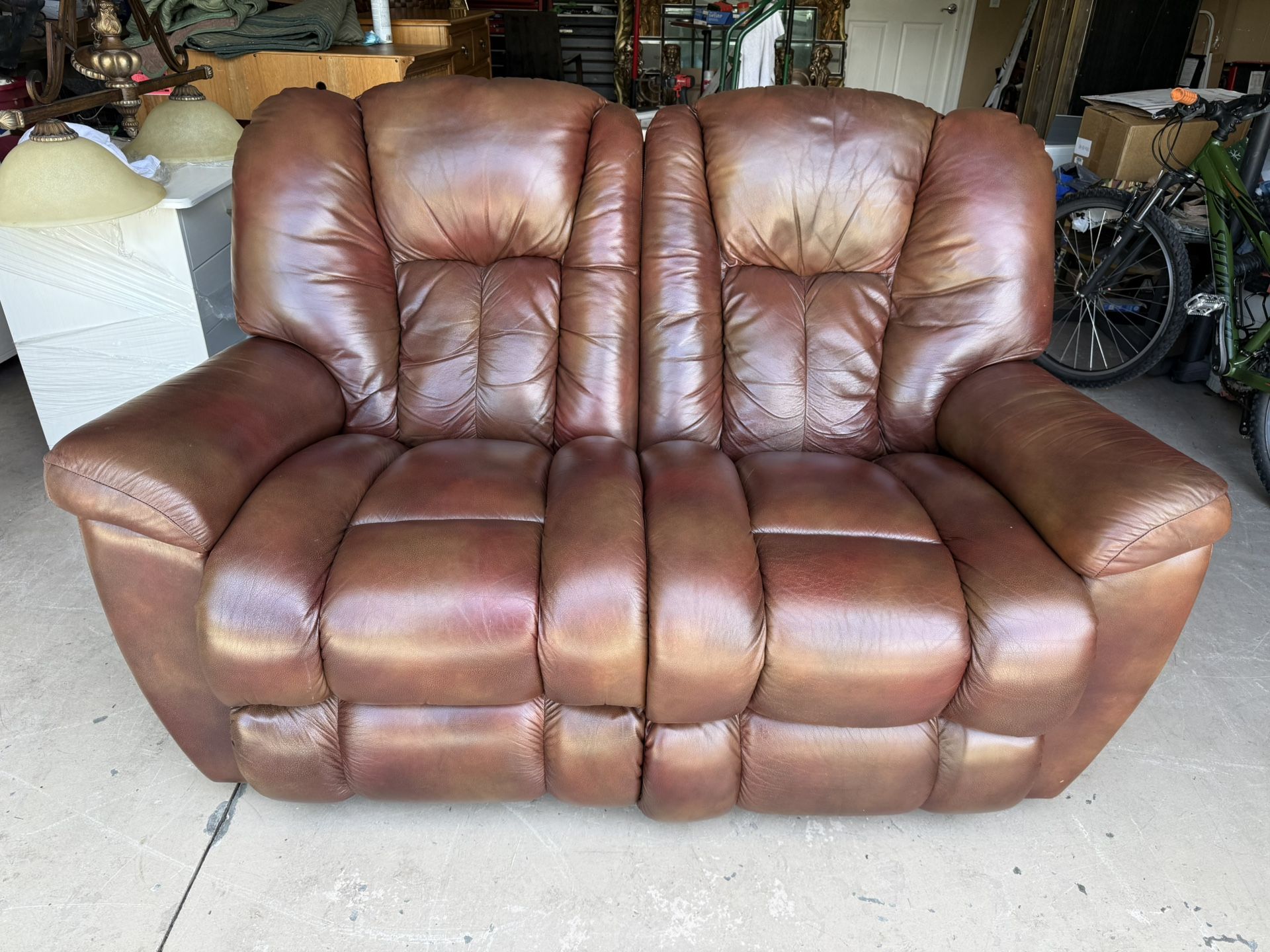 leather Mateo Wall Reclining Loveseat by La-Z-Boy Furniture great condition