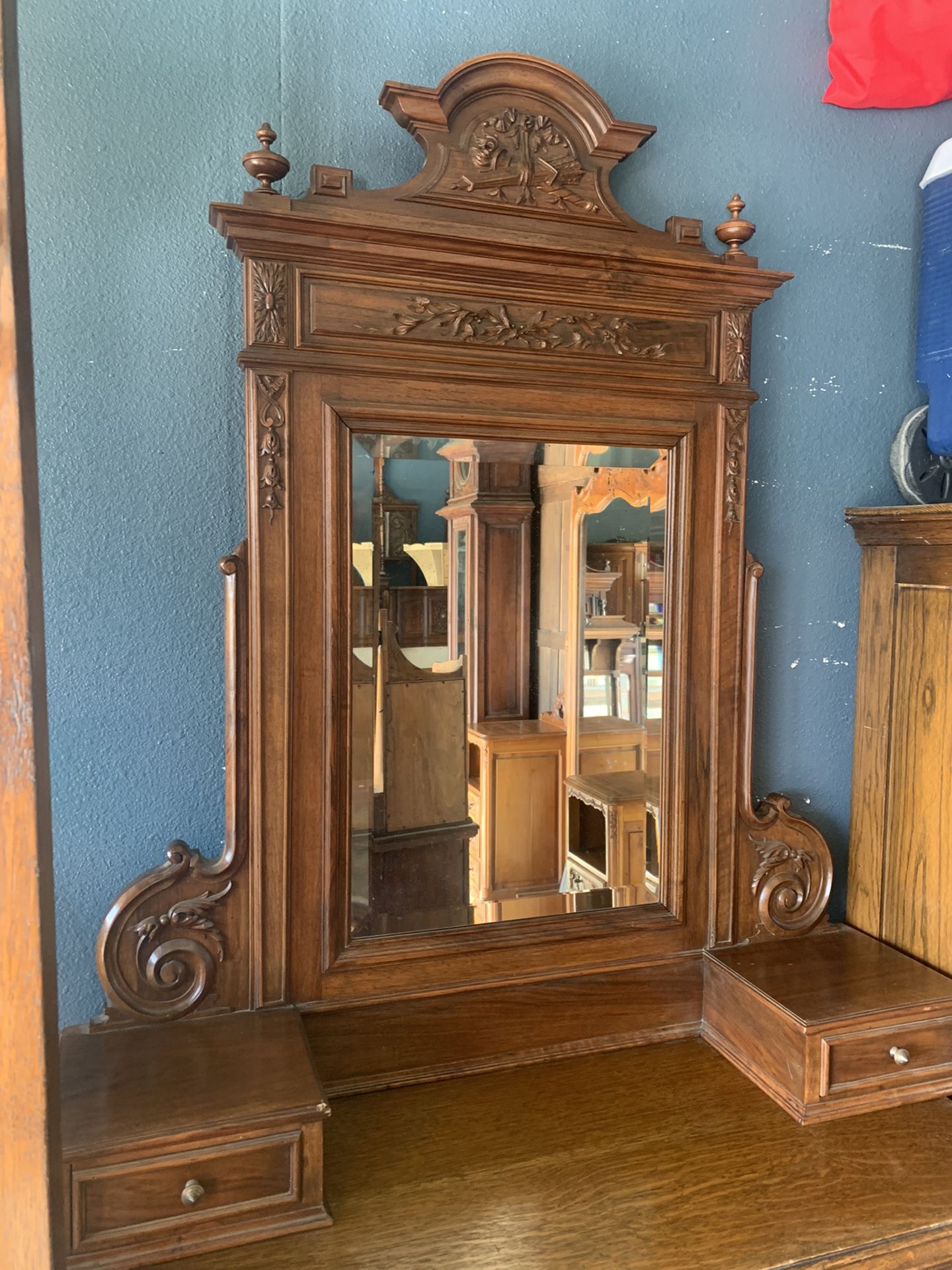 Antique Mirror With Drawers